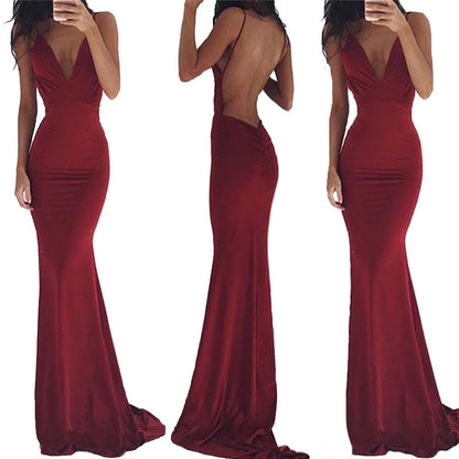 Backless Suspender Maxi Dress